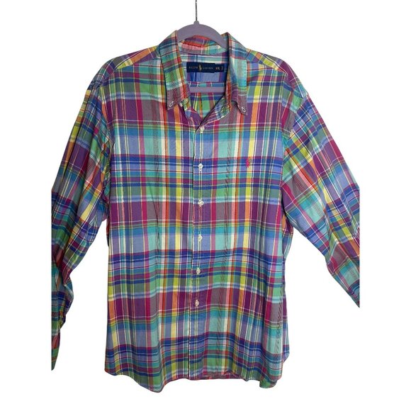 Ralph Lauren Mens Plaid Button-Down Shirt XXL Multicolor Cotton - Picture 1 of 5